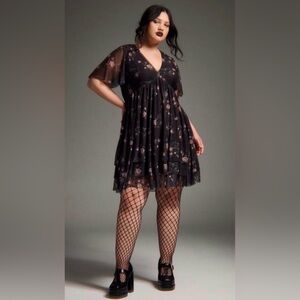 Torrid Nightfall Black Tiered Mini Dress- Smitten Kitten 1X